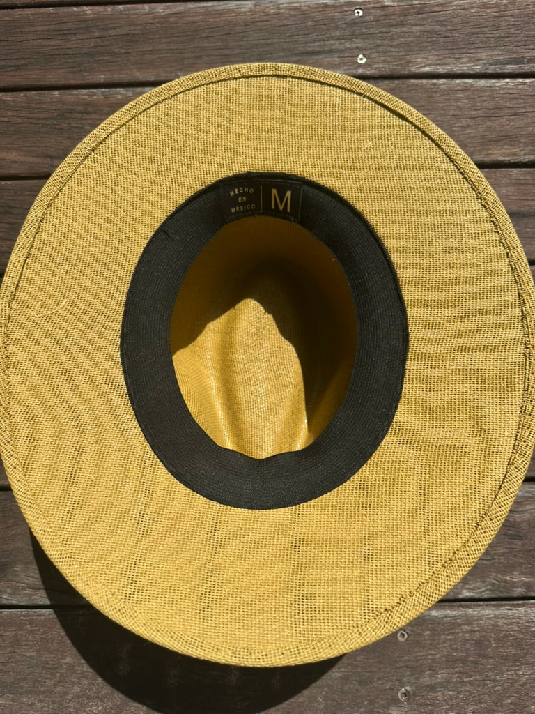 Hard Brim Camel Jute Straw Sun Hat