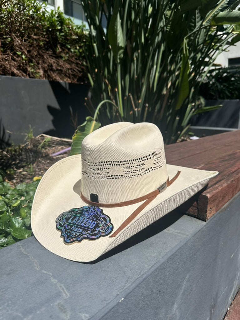 50X El Rodeo Bangora Straw Perforated Cowboy Hat Brown Band