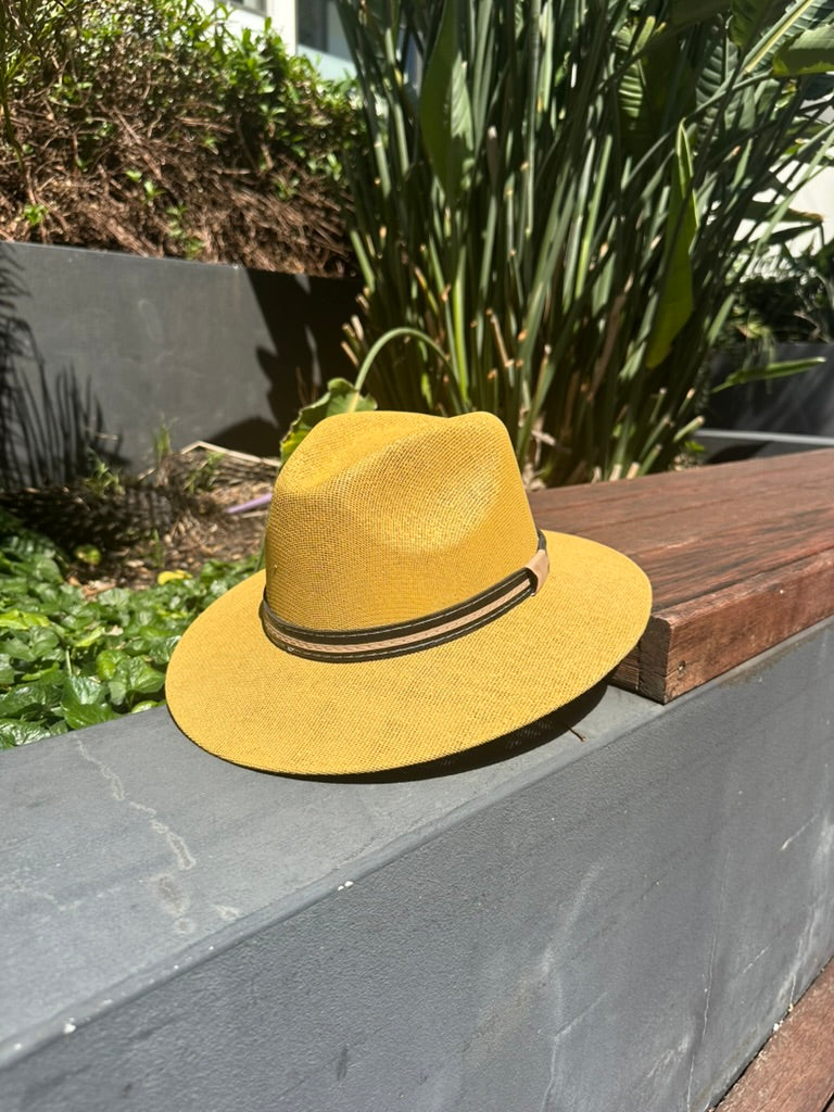 Hard Brim Camel Jute Straw Sun Hat