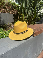 Hard Brim Camel Jute Straw Sun Hat