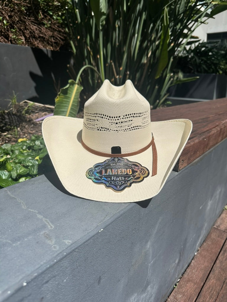 50X El Rodeo Bangora Straw Perforated Cowboy Hat Brown Band