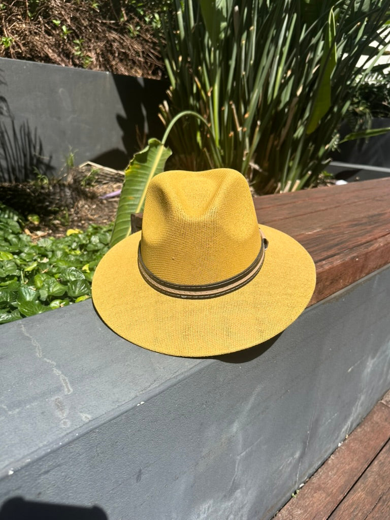 Hard Brim Camel Jute Straw Sun Hat