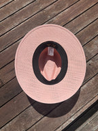 Hard Brim Pink Jute Straw Sun Hat